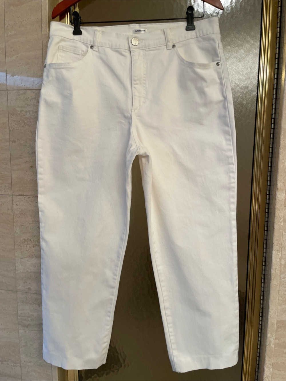 Womens Basic Editions Classic Fit White Ankle Jeans Size 14